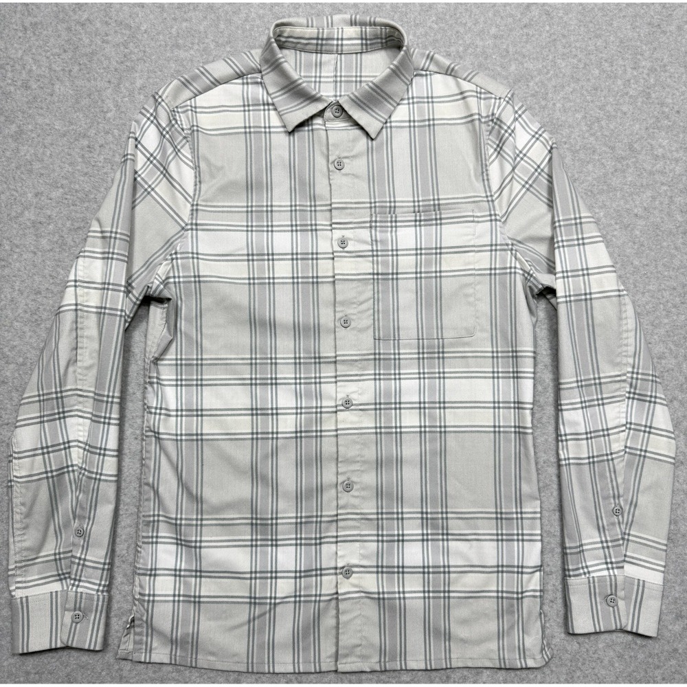 Lululemon Shirt Mens Extra Small XS‎ Gray Plaid Masons Peak Long Sleeve Stretch
